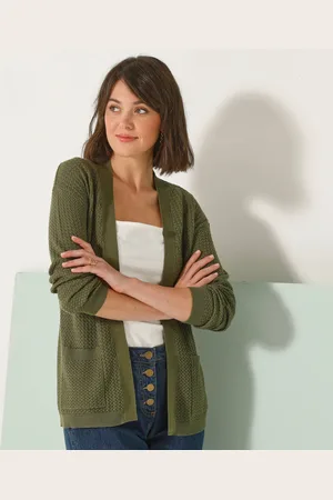BLANCHEPORTE Gilet Maille Fantaisie, Porter Ouvert