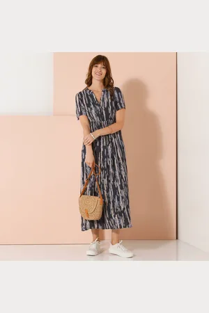 BLANCHEPORTE Robe Longue En Crépon, Imprimée