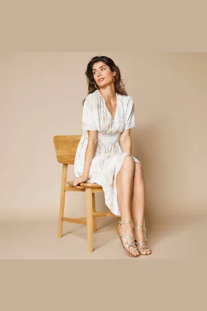 Lora Zellini Robe Longue Imprimée, Manches Évasées