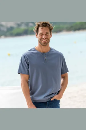 BLANCHEPORTE T-shirt Henley Confort Manches Courtes - Coton Biologique