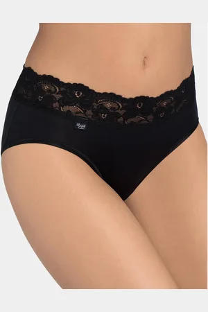 Sloggi Slip Coton Et Dentelle Forme Midi Romance - Lot De 4 (3 + 1 Gratuit)