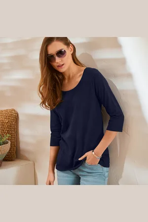 BLANCHEPORTE T-shirt Manches 3/4 Uni, Coton