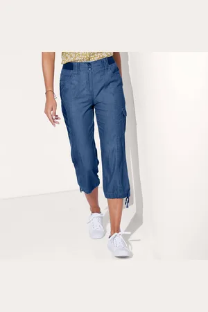 BLANCHEPORTE Pantacourt Denim Ceinture Maille