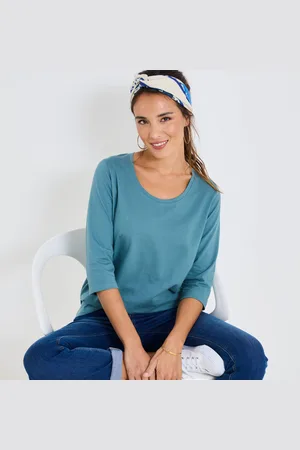 BLANCHEPORTE T-shirt Manches 3/4 Uni, Coton