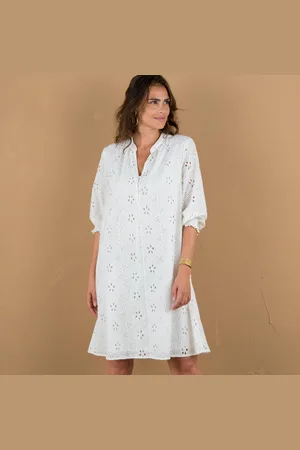 Lora Zellini Robe Housse Évasée, Broderie Anglaise