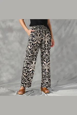 BLANCHEPORTE Pantalon Large Fluide, Imprimé Bicolore