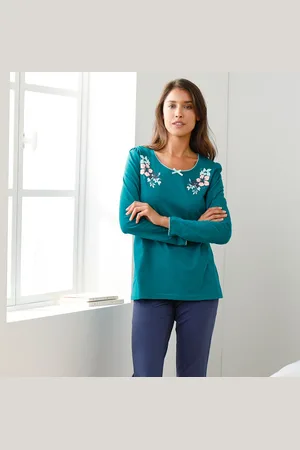 BLANCHEPORTE Tee-shirt Col Imprimé Bucolique - Manches Longues