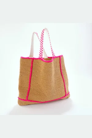 BLANCHEPORTE Sac Cabas Effet Crochet Finitions Contrastées