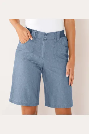 BLANCHEPORTE Bermuda Denim Ceinture Maille