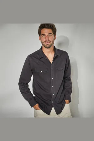 BLANCHEPORTE Chemise Pressionnée Manches Longues En Jean