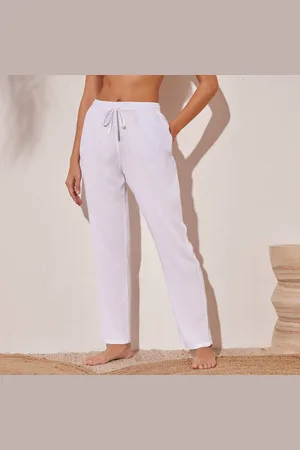 BLANCHEPORTE Pantalon Droit Uni, Crépon Fluide