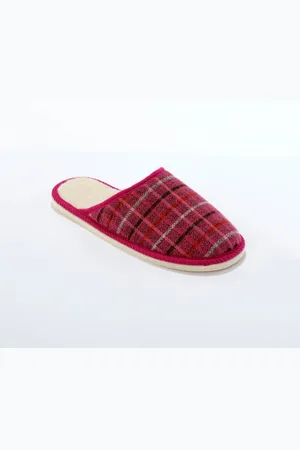 BLANCHEPORTE Chaussons Mules Plates Silencieuses - Imprimé Carreaux