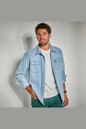 BLANCHEPORTE Chemise Pressionnée Manches Longues En Jean