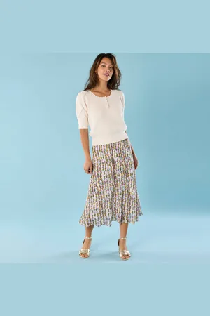 BLANCHEPORTE Jupe Longue Spécial Petites, Voile Imprimé