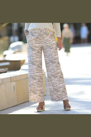 BLANCHEPORTE Pantalon Large Imprimé, Taille Élastiquée