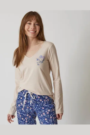 BLANCHEPORTE T-shirt Pyjama Manches Longues Motif Floral Imprimé