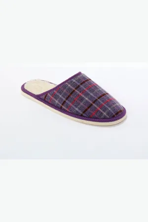 BLANCHEPORTE Chaussons Mules Plates Silencieuses - Imprimé Carreaux