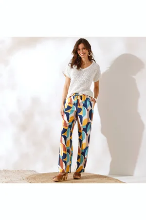 Coeur au sud Pantalon Large Fluide Imprimé, Coupe Large