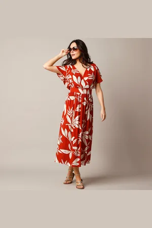 Lora Zellini Robe Effet Cache-coeur, Crépon Imprimé Xxl