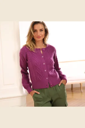 BLANCHEPORTE Gilet Boutonné Maille Fantaisie Torsadée