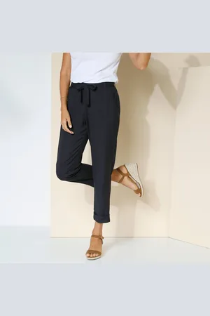 Lora Zellini Pantalon 7/8ème Fuselé Uni, Tissu Fluide