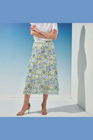 BLANCHEPORTE Jupe Longue Imprimé Ikat, Taille Élastiquée