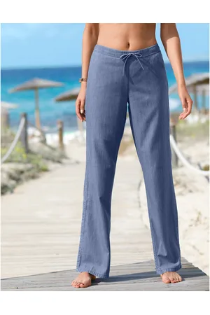 BLANCHEPORTE Pantalon Large Droit, Denim Léger