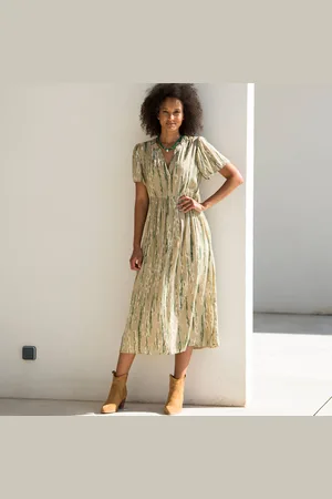 BLANCHEPORTE Robe Longue En Crépon, Imprimée