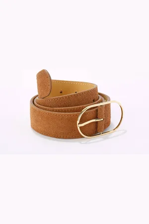 BLANCHEPORTE Ceinture Boucle Coloris Doré, Croûte De Cuir Suédé