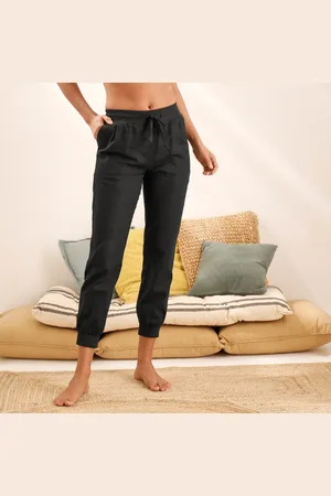 BLANCHEPORTE Pantalon Coton-lin, Taille Élastiquée