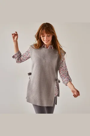 BLANCHEPORTE Pull Tunique Sans Manches, Maille Anglaise Toucher Doux
