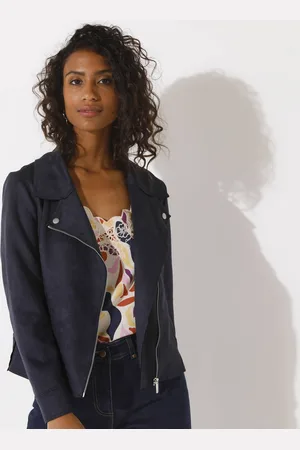 BLANCHEPORTE Blouson Zippé Col Tailleur Pressionné, Suédine