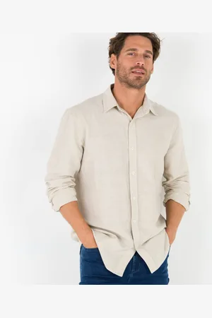 BLANCHEPORTE Chemise Coton Lin Manches Longues Boutonnée