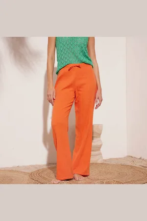 BLANCHEPORTE Pantalon Large Droit, Gaze De Coton