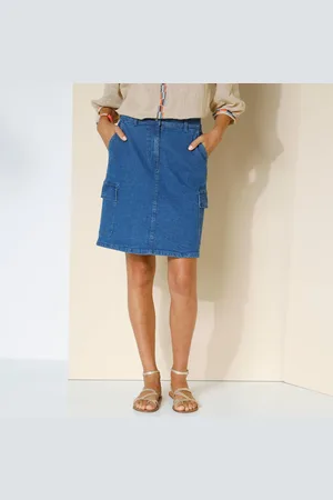 BLANCHEPORTE Jupe Cargo, Jean Stretch