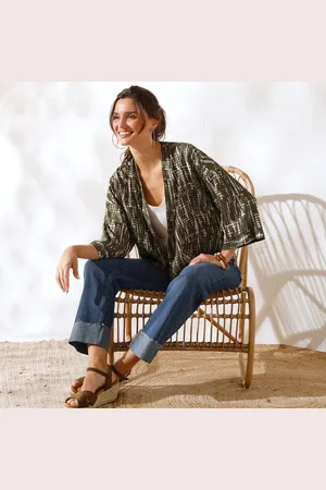 Coeur au sud Veste Kimono Fluide, Imprimé Tie Dye