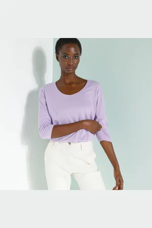 BLANCHEPORTE T-shirt Manches 3/4 Uni, Coton