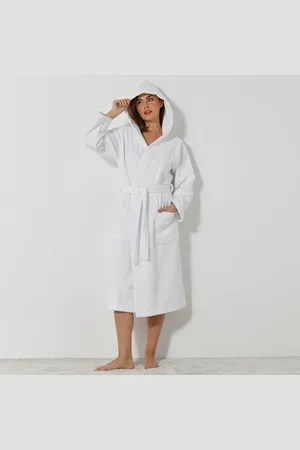 colombine Peignoir Mixte Adulte Col Capuche Éponge Bouclette