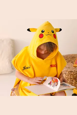 Pokemon Poncho De Bain Enfant Pikachu À Capuche Personnalisable