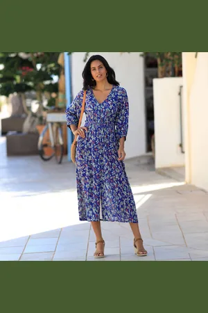 BLANCHEPORTE Robe Longue Boutonnée Imprimée Crépon