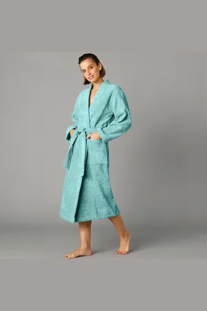 colombine Peignoir Mixte Adulte Col Kimono Éponge Bouclette
