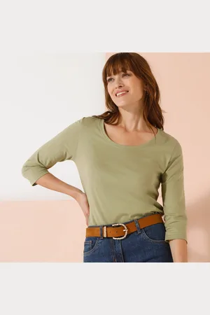 BLANCHEPORTE T-shirt Manches 3/4 Uni, Coton
