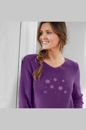 BLANCHEPORTE Chemise De Nuit Polaire Manches Longues Brodée