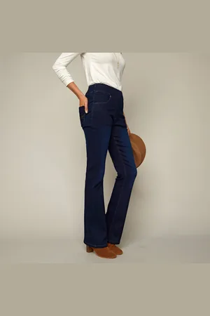 BLANCHEPORTE Jean Bootcut Ultra Stretch, Maille Effet Jean, Grande Stature