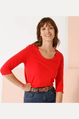 BLANCHEPORTE T-shirt Manches 3/4 Uni, Coton