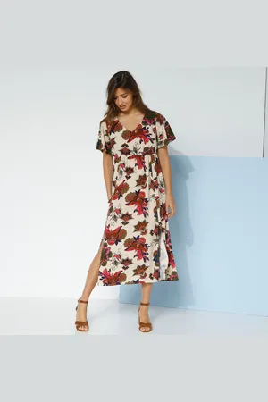 BLANCHEPORTE Robe Longue Imprimée Manches "papillon"