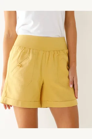 BLANCHEPORTE Short Droit À Revers, Lin Coton
