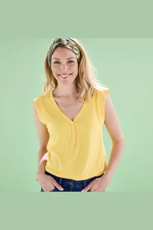 BLANCHEPORTE Débardeur Col V, Détail Dos Broderie Anglaise