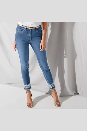 Lora Zellini Jean 7/8 Fuselé Brodé