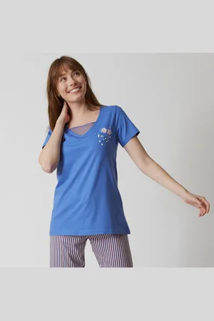 BLANCHEPORTE T- Shirt Pyjama Manches Courtes Motif Floral Imprimé